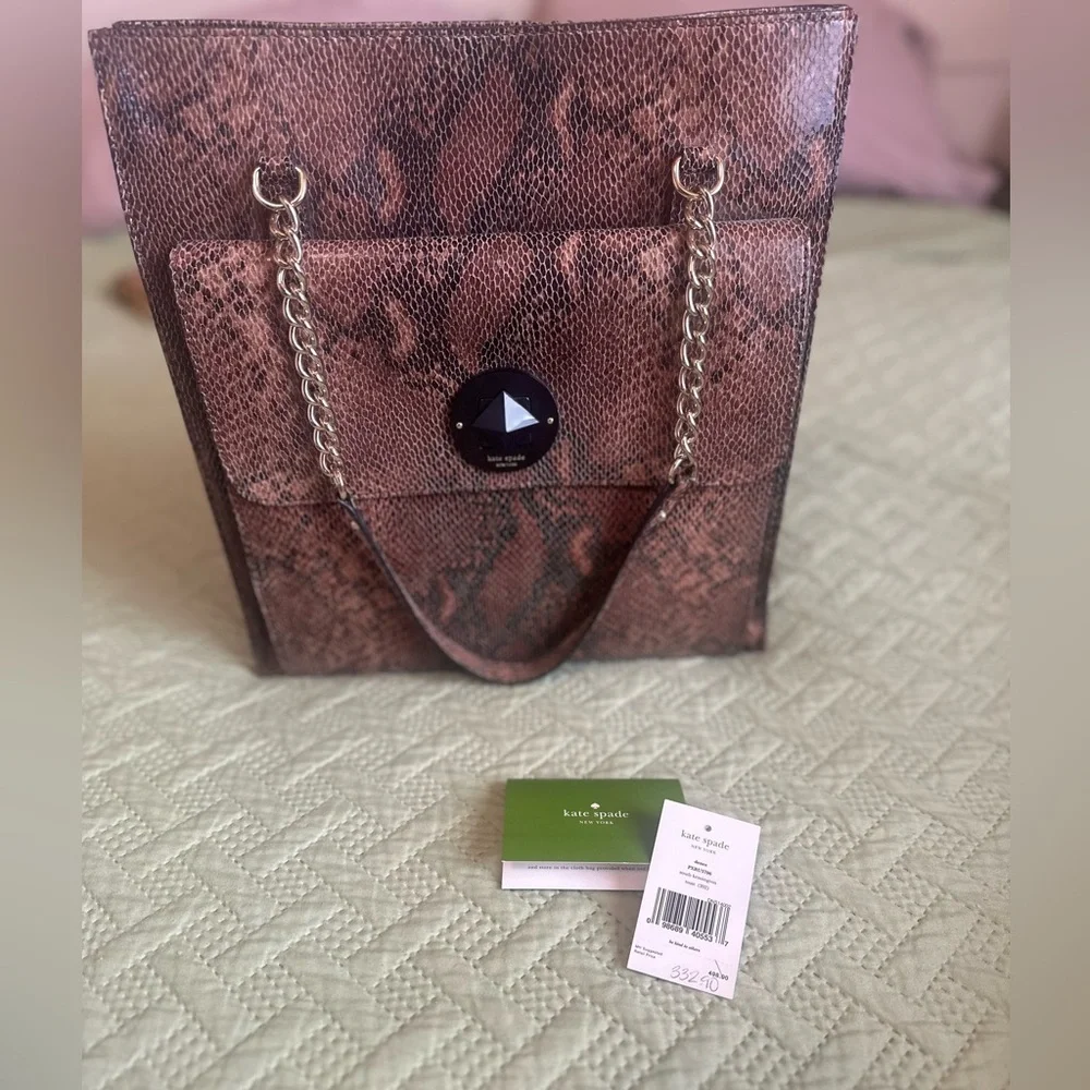 Kate Spade PXRU 3706 denee leather bag. Snakeskin effect leather Kate Spade tote